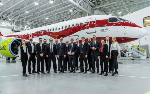 airBaltic unveils its 40th Airbus A220-300 aircraft in Latvian flag livery in Canada