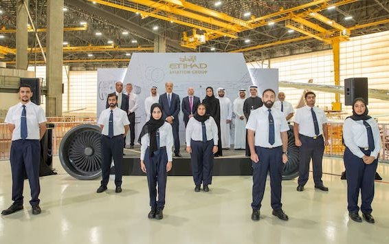 Etihad welcomed a group of first graduates aircraft mechanics to its workforce 