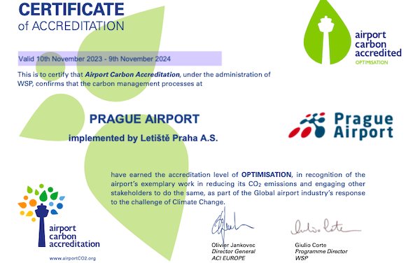 Prague Airport successfully reduces emission through energy saving and green electricity purchases 
