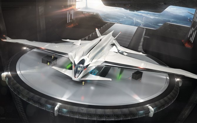 STS A01 Amphibian Jet: An Experimental Sci-Fi Concept Aircraft by Rene Gabrielli