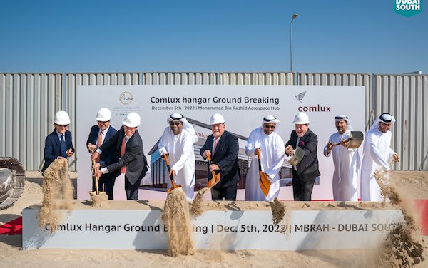 The construction of Comlux future VIP hangar at Mohammed Bin Rashid Aerospace Hub started
