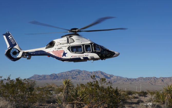 The H160 lands in Las Vegas, kicking off Airbus’ presence at Heli-Expo