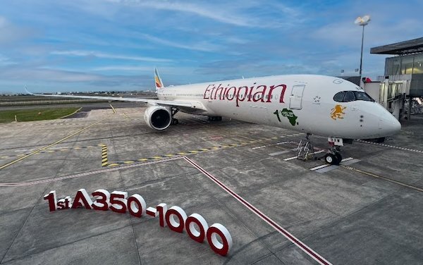 Celebrating Ethiopian Airlines delivery of the first A350-1000 in Africa equipped with Thales AVANT Up IFE