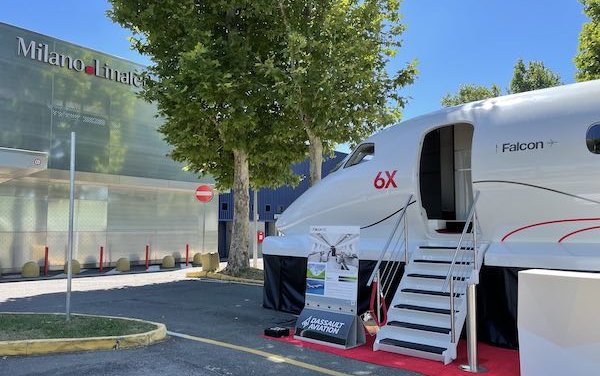Dassault Aviation at Milano Linate Prime for the Falcon 6X full cabin mock-updisplay 