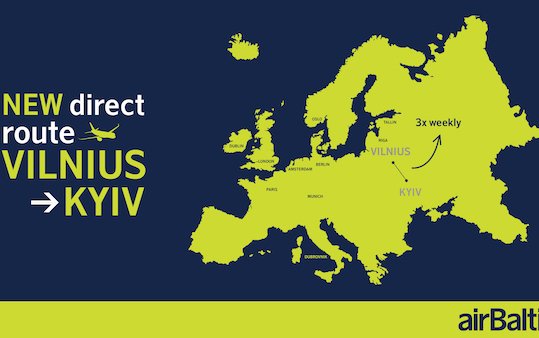 Direct flights between Vilnius and Kyiv with airBaltic