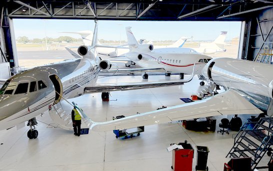 ExecuJet MRO Services in Sydney working on three Falcons simultaneously