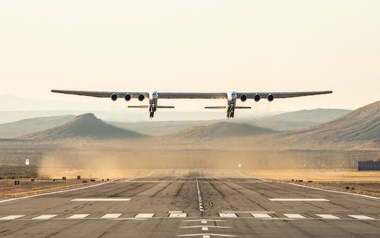  Historic First Flight of Stratolaunch aircraft over Mojave Desert