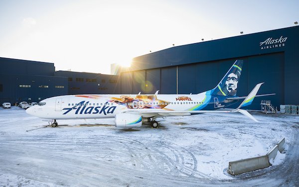 Marvel Studios' first female-lead Super Hero Captain Marvel takes to the skies with Alaska Airlines